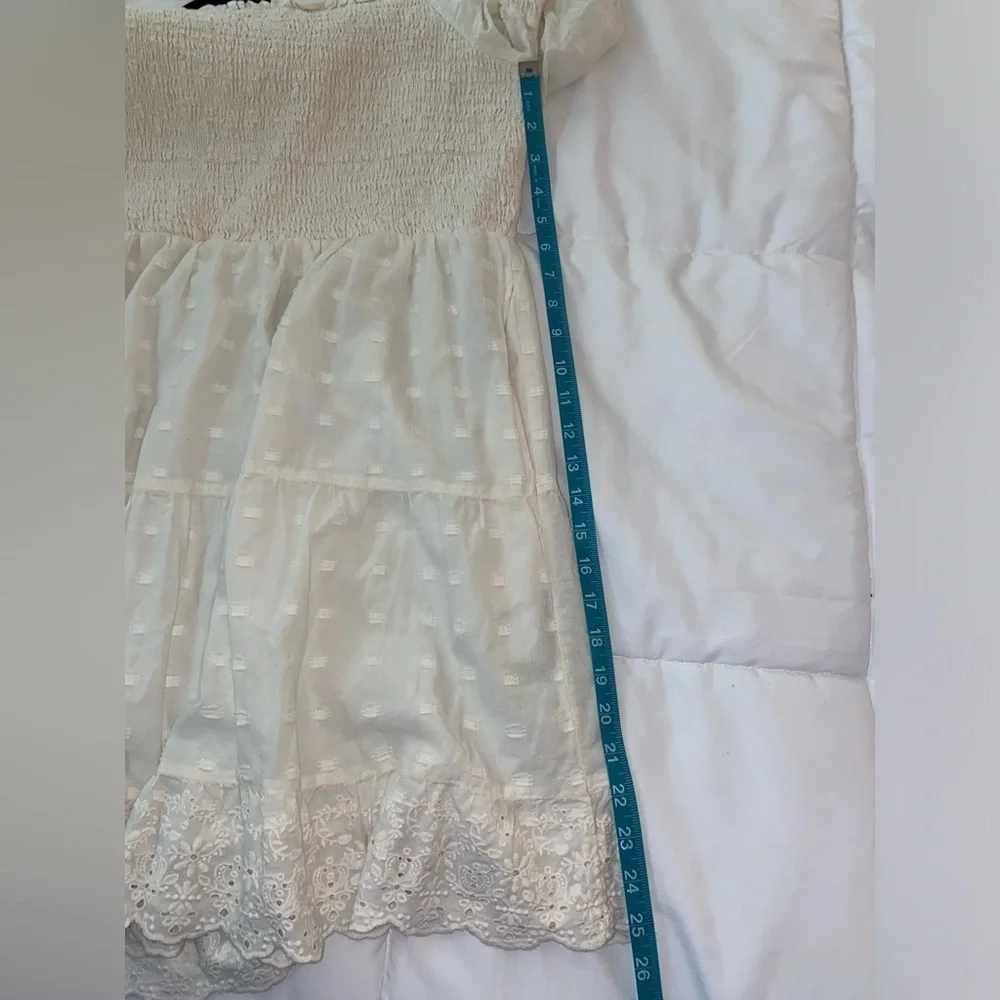 American Eagle Women’s XL Lace Trim Cream Puff Sleeve Dress - Picture 8 of 8